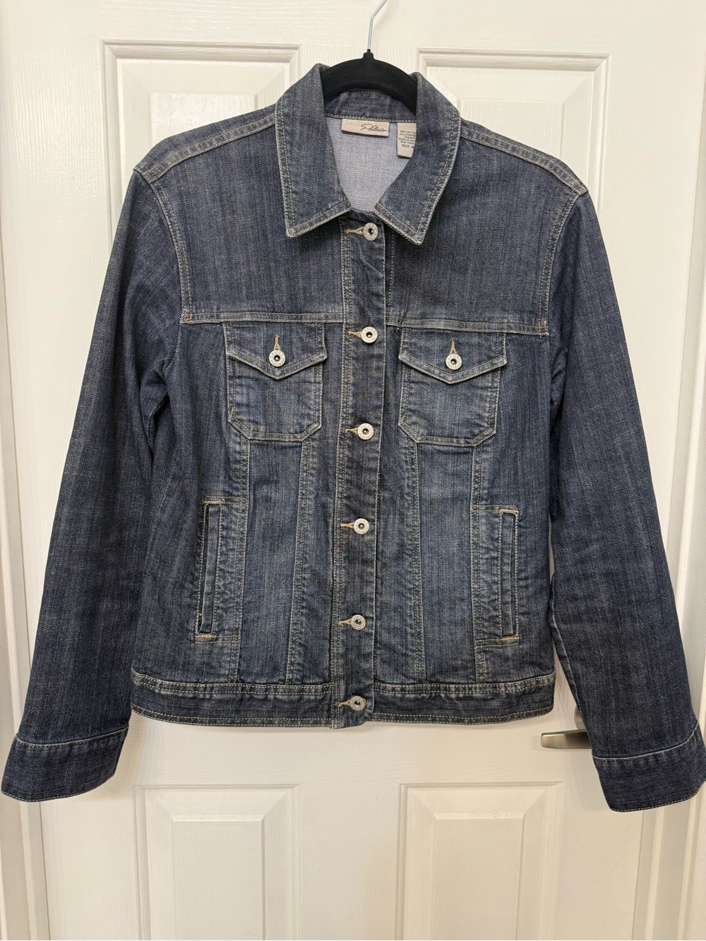 Chico's Medium Wash Blue Denim Jacket with Button Front